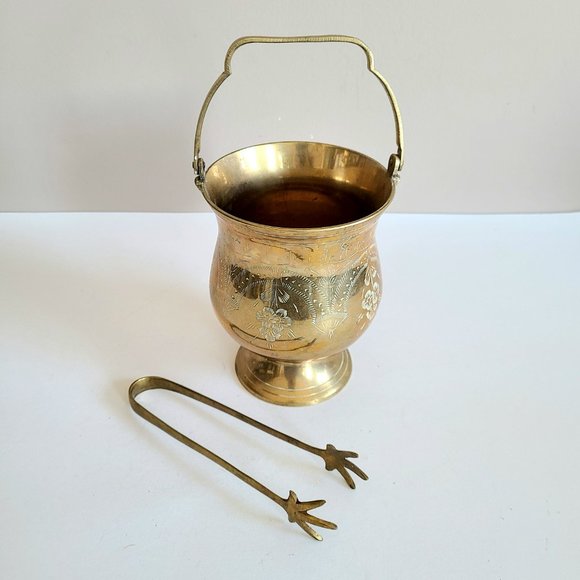 Brass vintage Ice bucket with tongs. - Picture 2 of 8